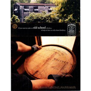 2003 Jack Daniels Tennesee Whiskey Barrel Barrelhead Vintage Print Ad Wall Art